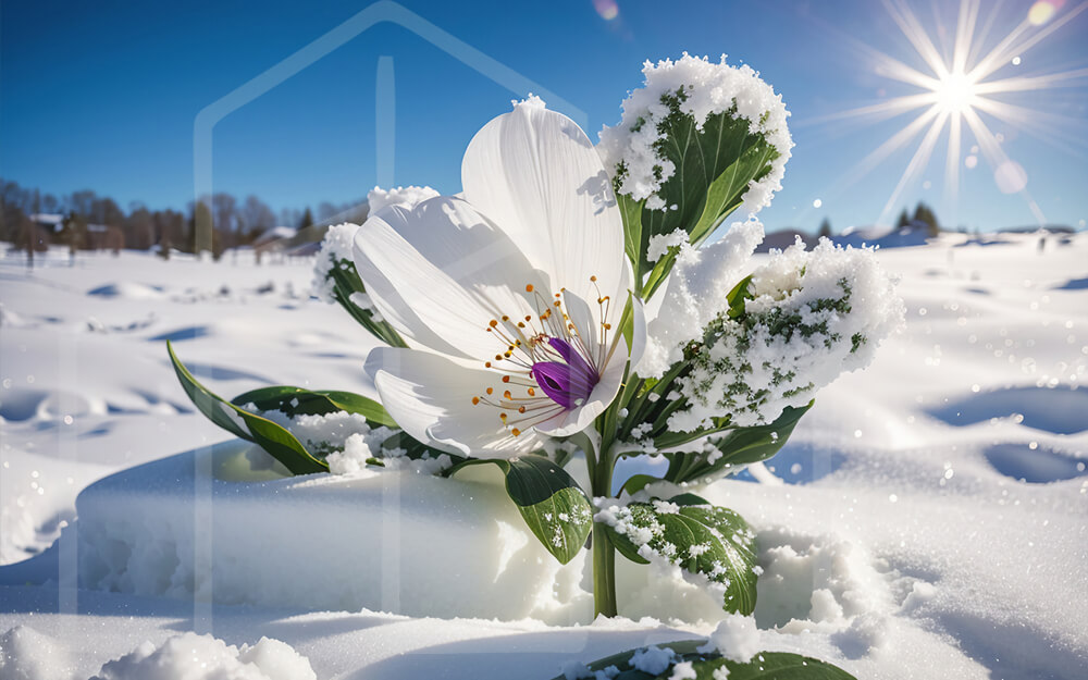 Blume im Schnee